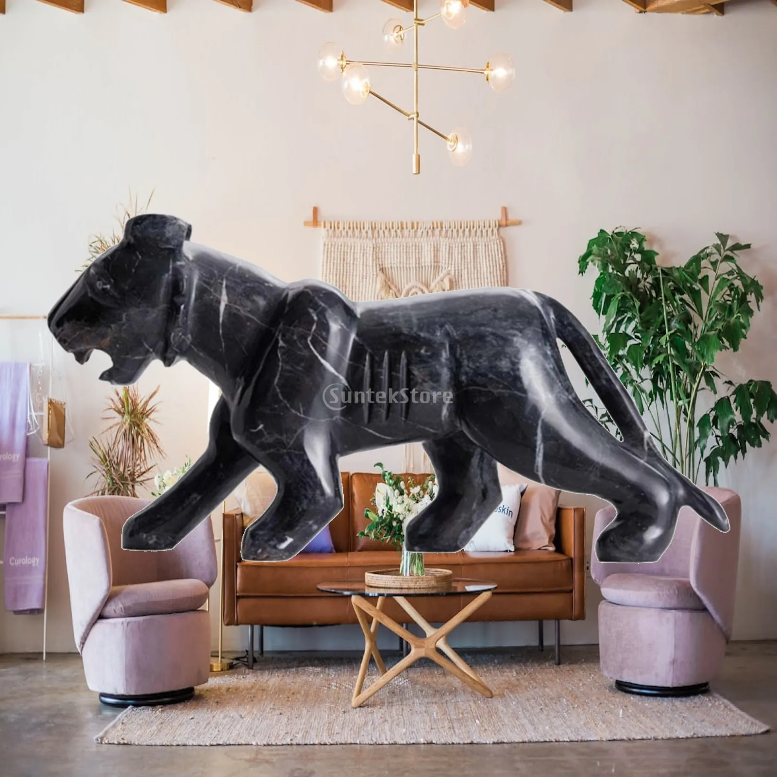 Tiger Figurine Polished Stone Tiger Decor Sleek for Collectors, Living Room, Office