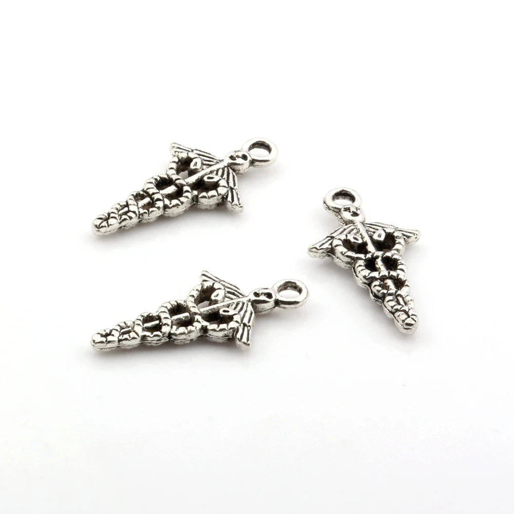 20Pcs Charms Caduceus Medical Symbol Antique Silver Color Pendants DIY Crafts Making Findings Handmade Tibetan Jewelry A-10