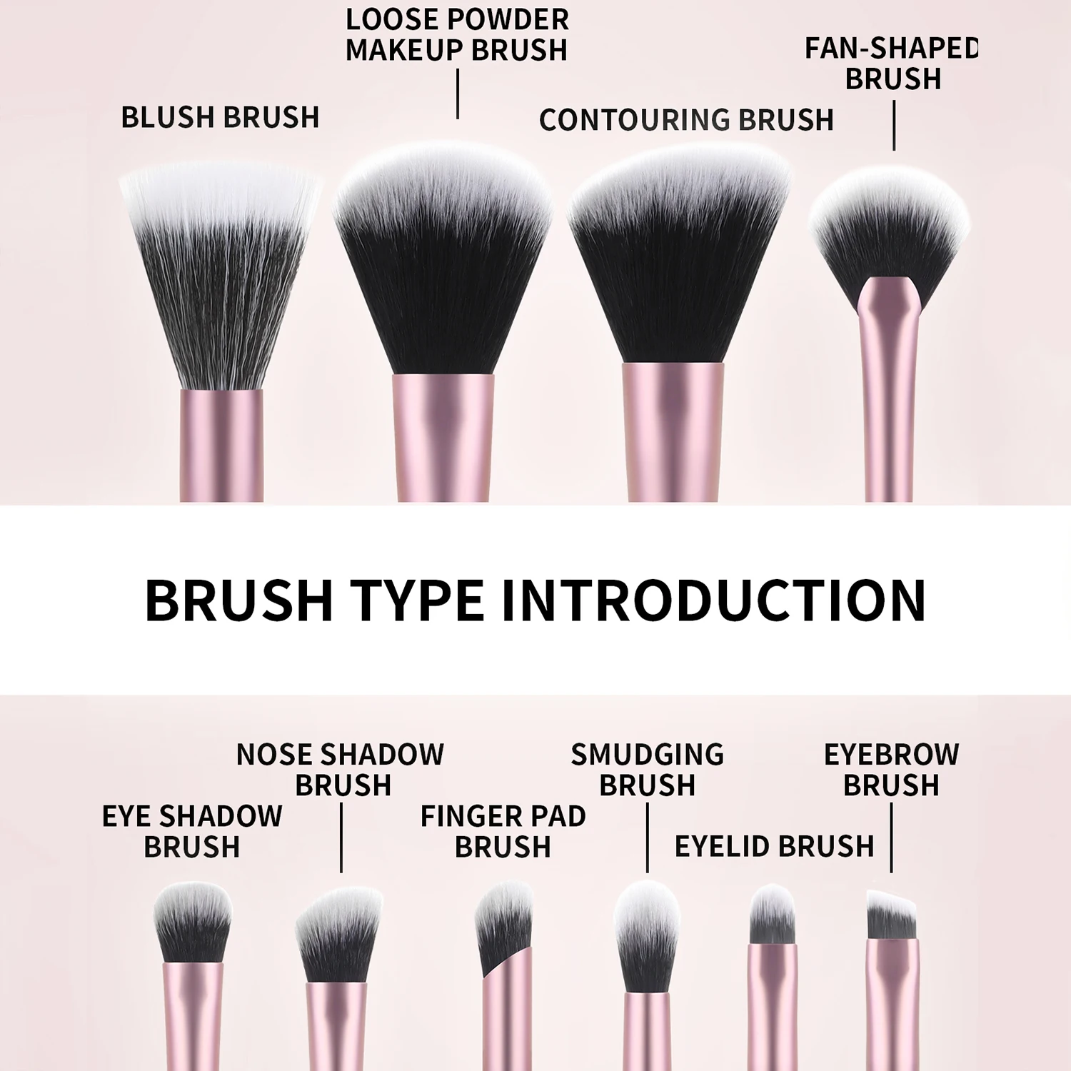 10개 미니 투명 손잡이 브러쉬+악어 무늬 가방 메이크업 브러쉬 여행용 휴대용 메이크업 도구 전문가용 가방 포함