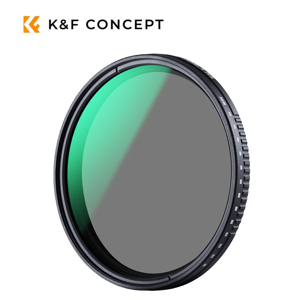 K&F CONCEPT D-Series Variable ND3-1000 ND Filter طلاء 24 طبقة، لعدسة الكاميرا 37/40.5/43/46/49/52/55/58/62/67/72/77/82 مم