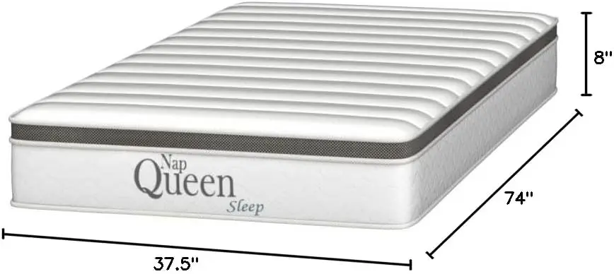 8 Inch Maxima Hybrid Mattress, Twin Size, Cooling Gel Infused Memory Foam and Innerspring Mattress, Bed in a Box,White & Gray