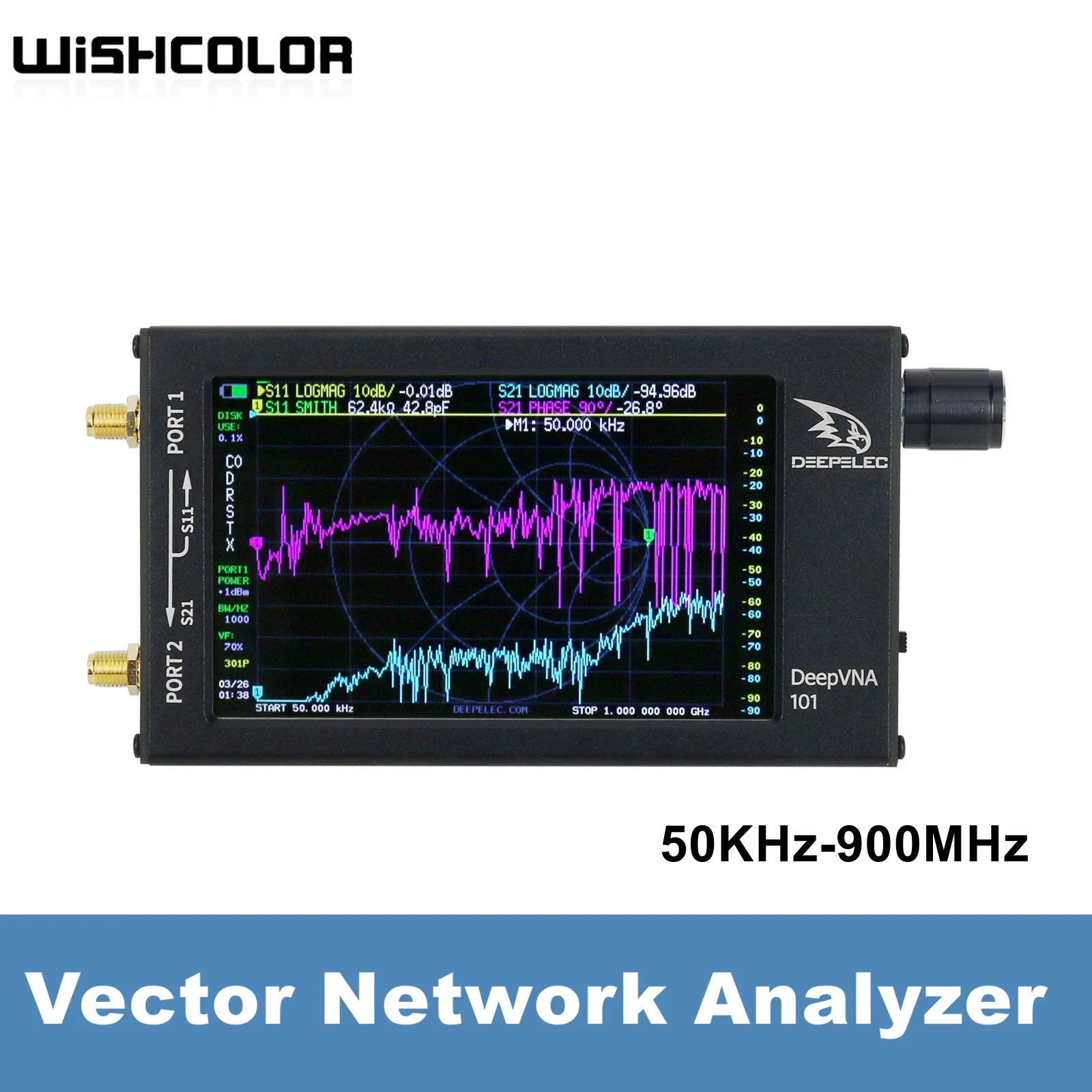 

Wishcolor DeepVNA 101 Vector Network Analyzer NanoVNA HF VHF UHF Analyzer Shortwave SWR Meter Plastic V3.2 Grey