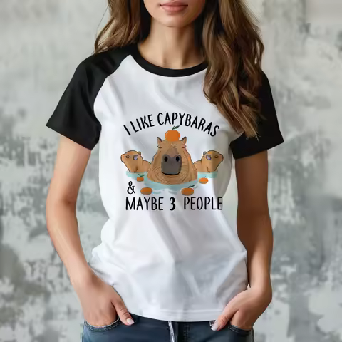 Capybara t-shirts women anime funny Tee girl 2000s graphic clothing