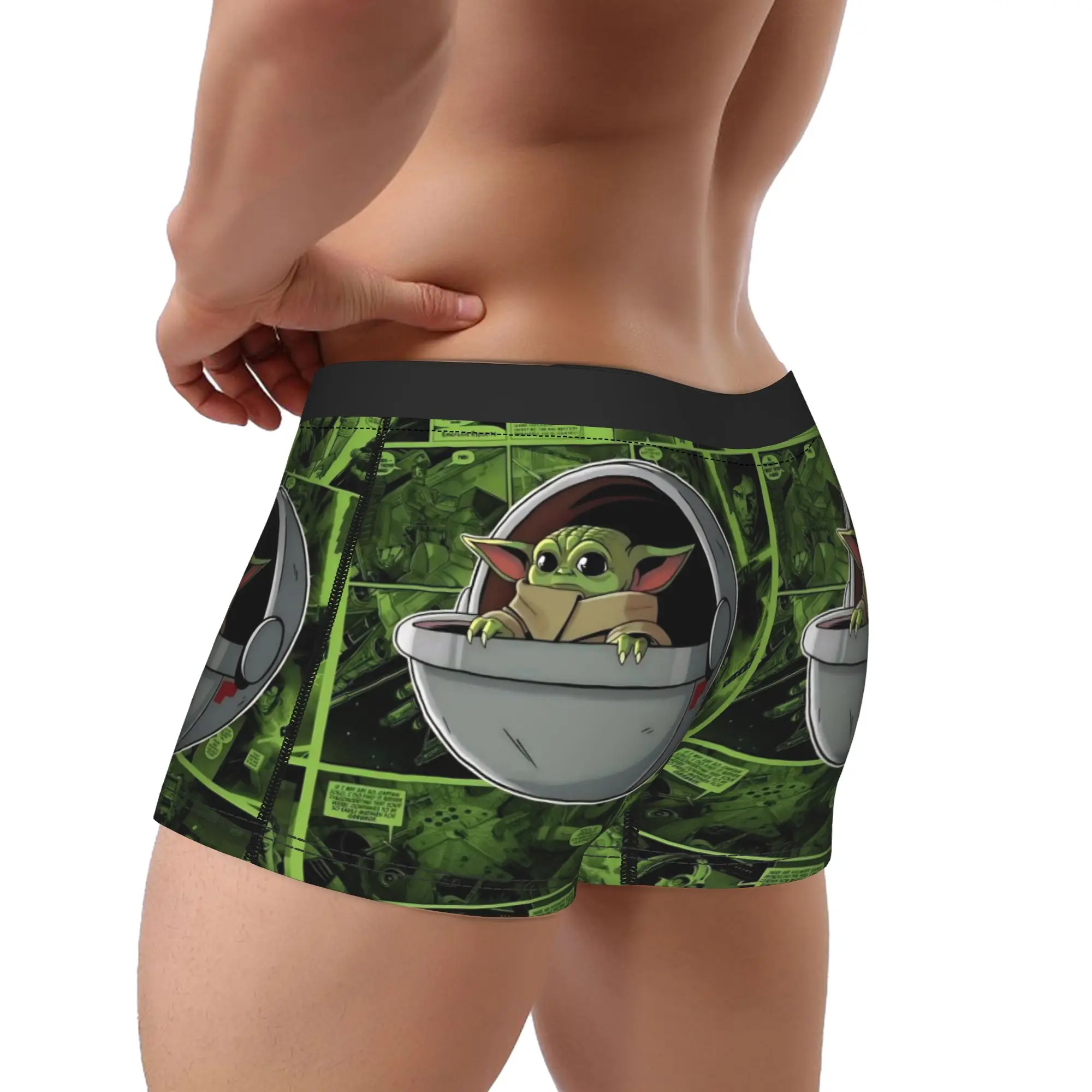 Printed Boxer Shorts Panties Briefs Men's Baby Yoda Underwear StarWars Mid Waist Underpants for Male M-XXL