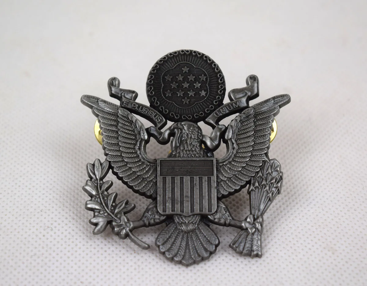 

Replica WWII US Officer Cap Eagle Badge Insignia Silver Black