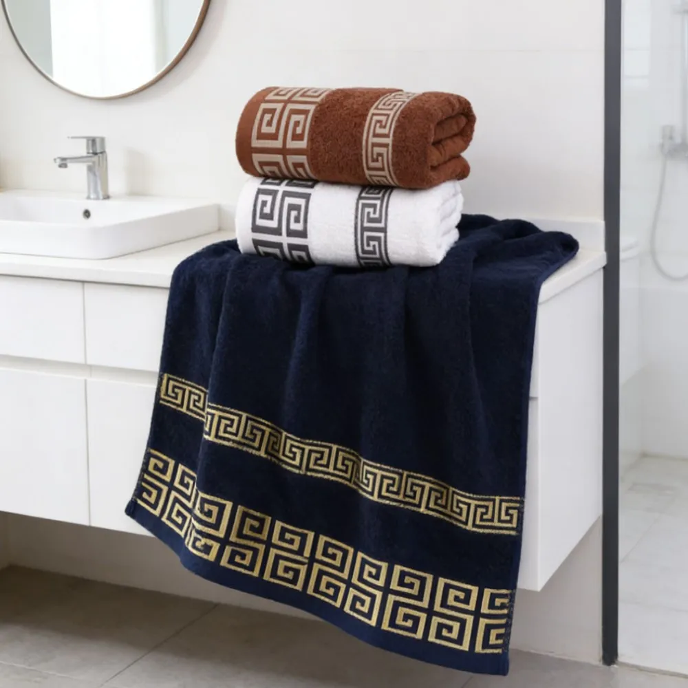 Oversized 140x70CM Bath Towel 100% Cotton Embroidered Shower Cover Blue White Brown - Home Hotel Sport Towel Christmas Gift