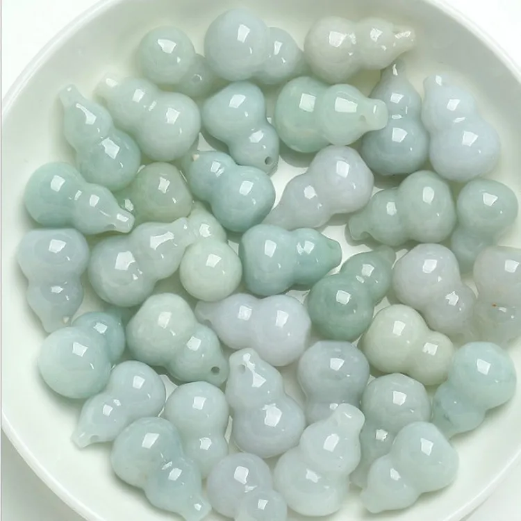 

Natural jadeite handcarved gourd beads DIY 100% real jade bracelets necklace jade accessories septa scattered beads