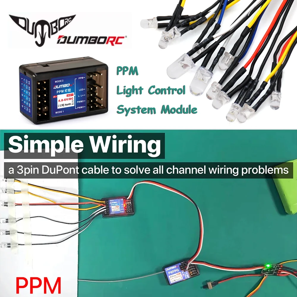 

Система управления освещением DUMBORC PPM с обычным светодиодом постоянного тока. DC4.8-6V 12-светодиодная система радиоуправляемого освещения для RC Drift On-Road RC Автозапчасти