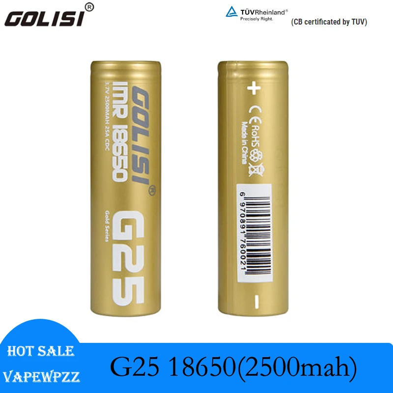 1-10pcs Original Golisi High Drain IMR 18650 Battery Golisi G25 2500mAh Cell 800 times Cycle lifes 3.7V 20A Capacity Battery