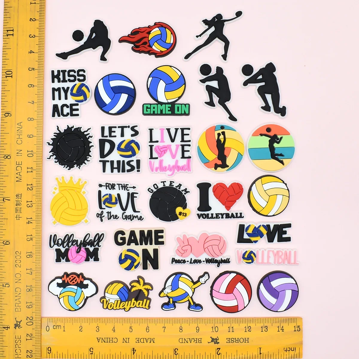 vollyball series PVC shoe buckle charms accessories decorations ghost for clogs sandals wristbands DIY kids unisex gift