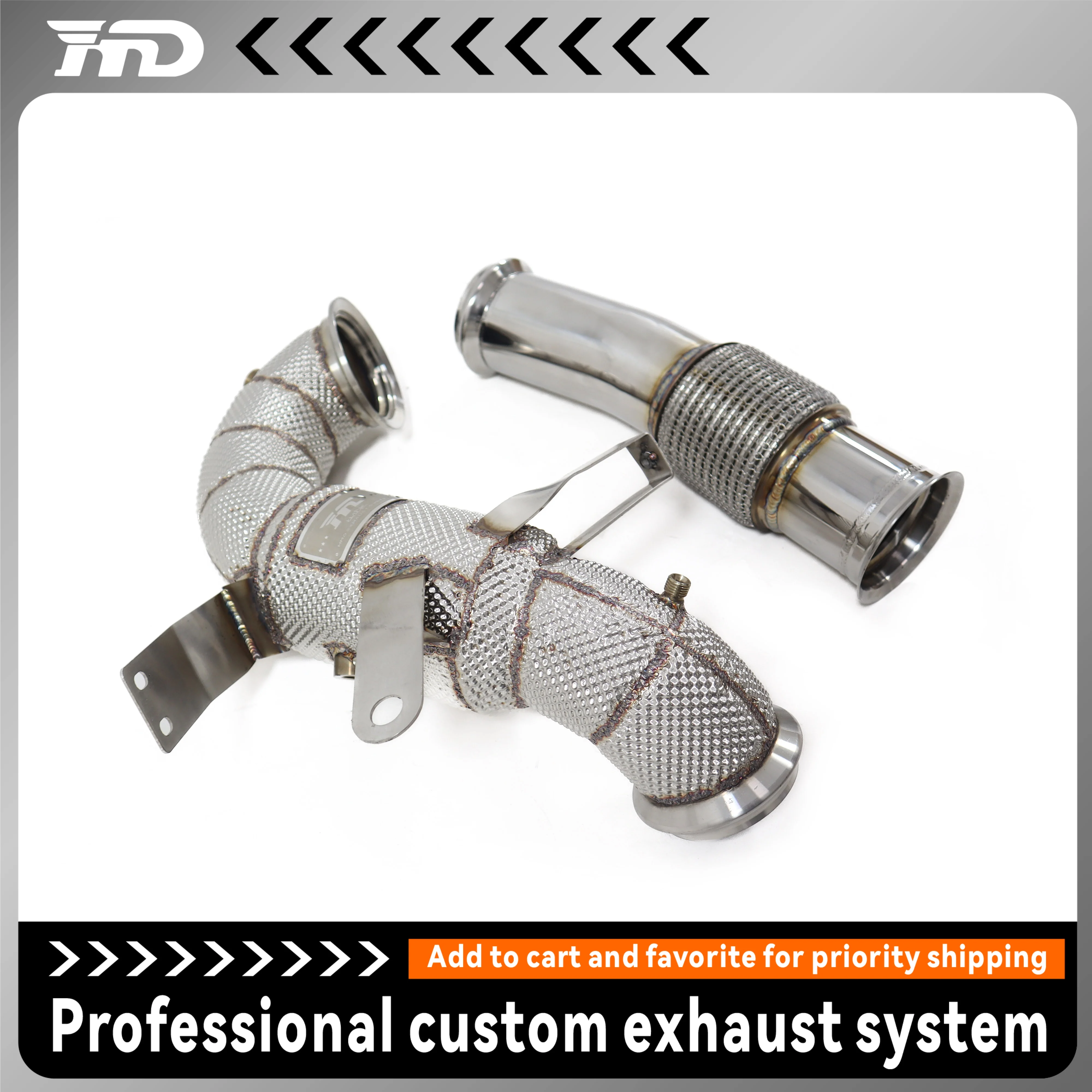 

HMD Custom Catalyst Exhaust No Warning Light For Mercedes benz A45S W177 Insulated Exhaust Downpipe