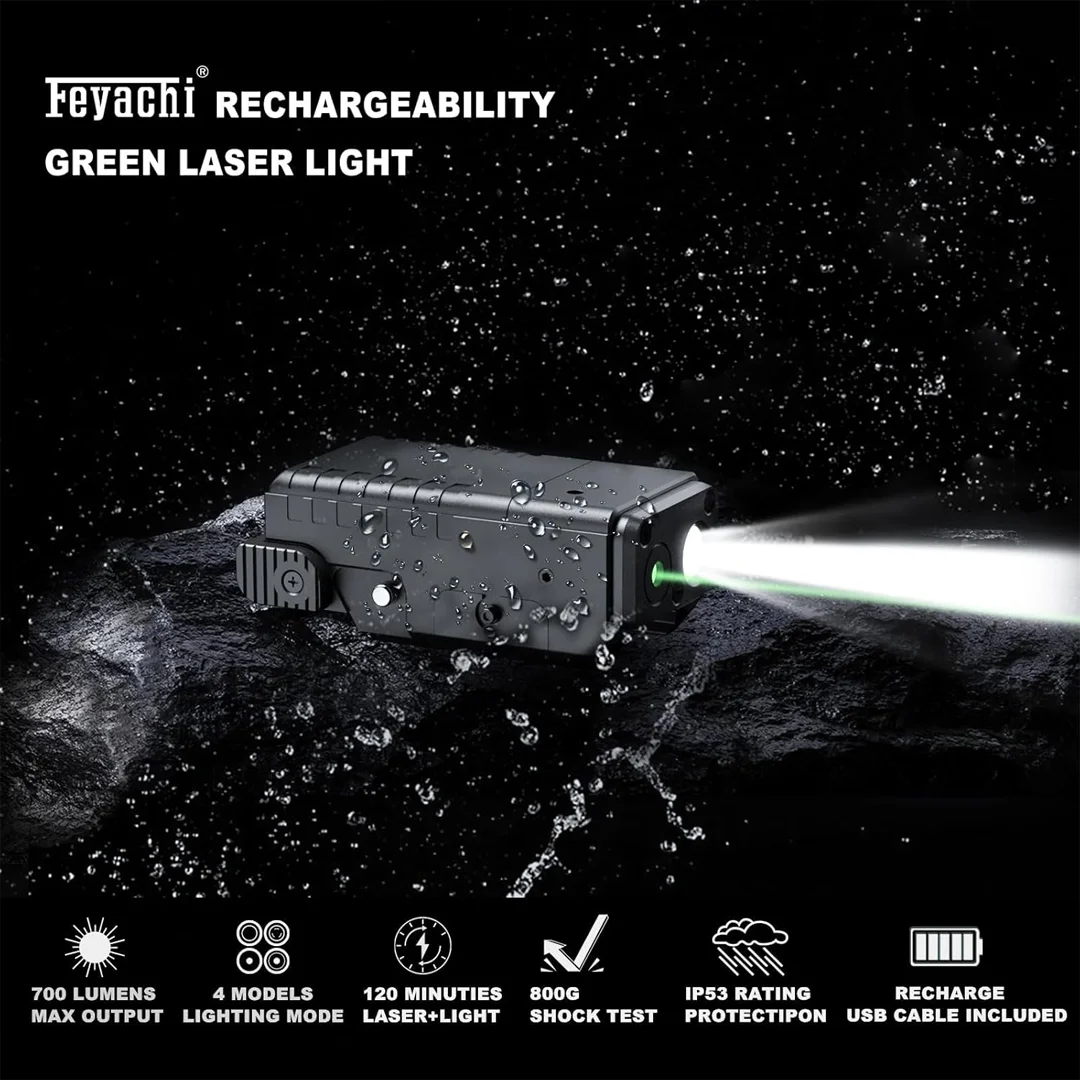 

Feyachi 700Lum Light Green Laser Combo Pistol Light Gun Laser Compact Pistol Flashlight and Tactical Flashlight