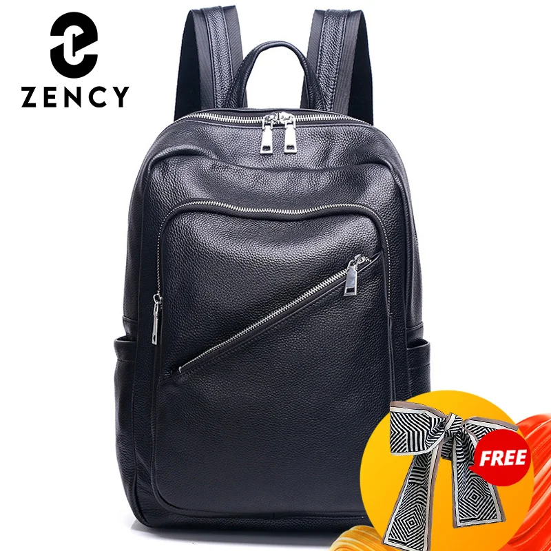 Zency Women\'s Genuine Leather Backpack Travel Rucksack Big Capacity School Bag Multifunctional Fit A4 Files High Quality Bag