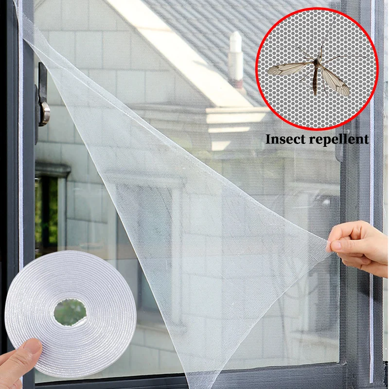 Mosquitera autoadhesiva para ventana, malla antimosquitos a prueba de polvo para puerta, 1/2 piezas, bricolaje, Corte libre, cortina