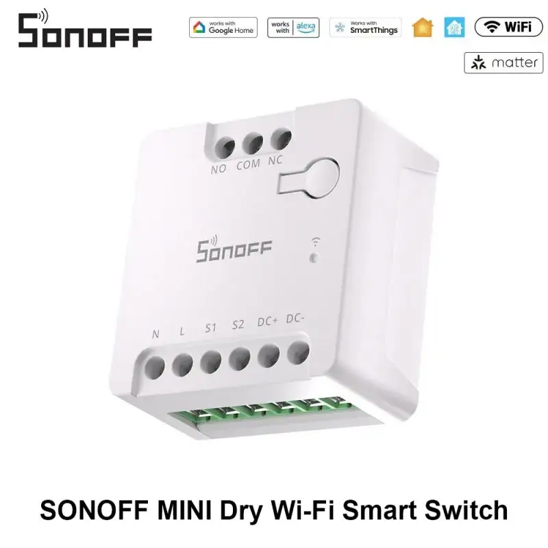 

SONOFF MINI-D MINI Dry Wi-Fi Matter Smart Switch Smart Dry Contact Relay Двигатели постоянного тока с низким энергопотреблением для гаражных ворот Котлы через Alexa