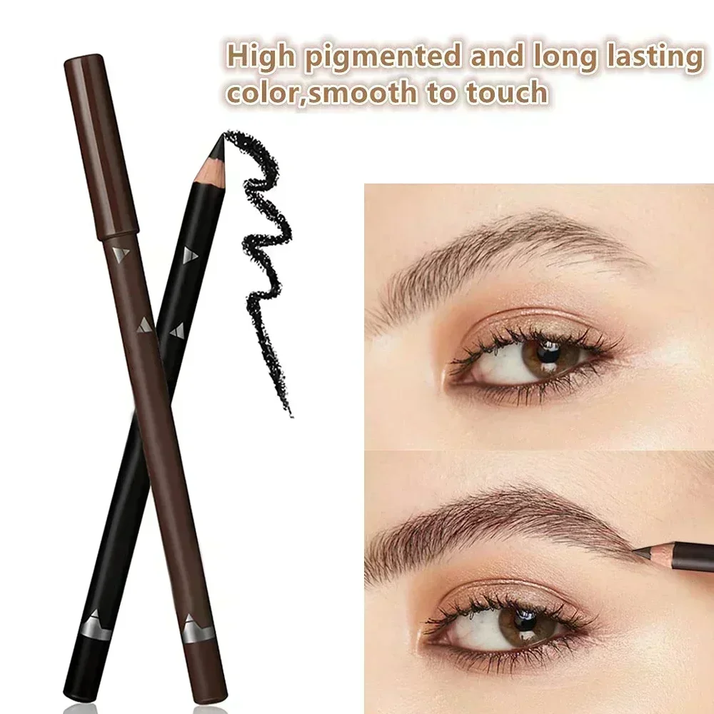 6/12 stuks wenkbrauwpotlood waterdicht professionele vrouwen oogmake-up pen gemakkelijk kleur natuurlijk zwart bruin cosmetische schoonheid wenkbrauw tool