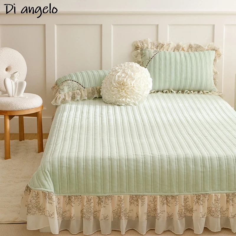 

Autumn Winter, Thick Bed Sheet, Sofa Blanket, Bed Linens, Milk Velvet, Double Queen King, Pink Birthday Gift, Bed Skirt,1-3PCS#/