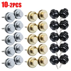 10pcs Electric Guitar Straplock Zinc Alloy Bass Safety Straplocks Flat Head Non-slip Replacement Musical Instrument Accessories