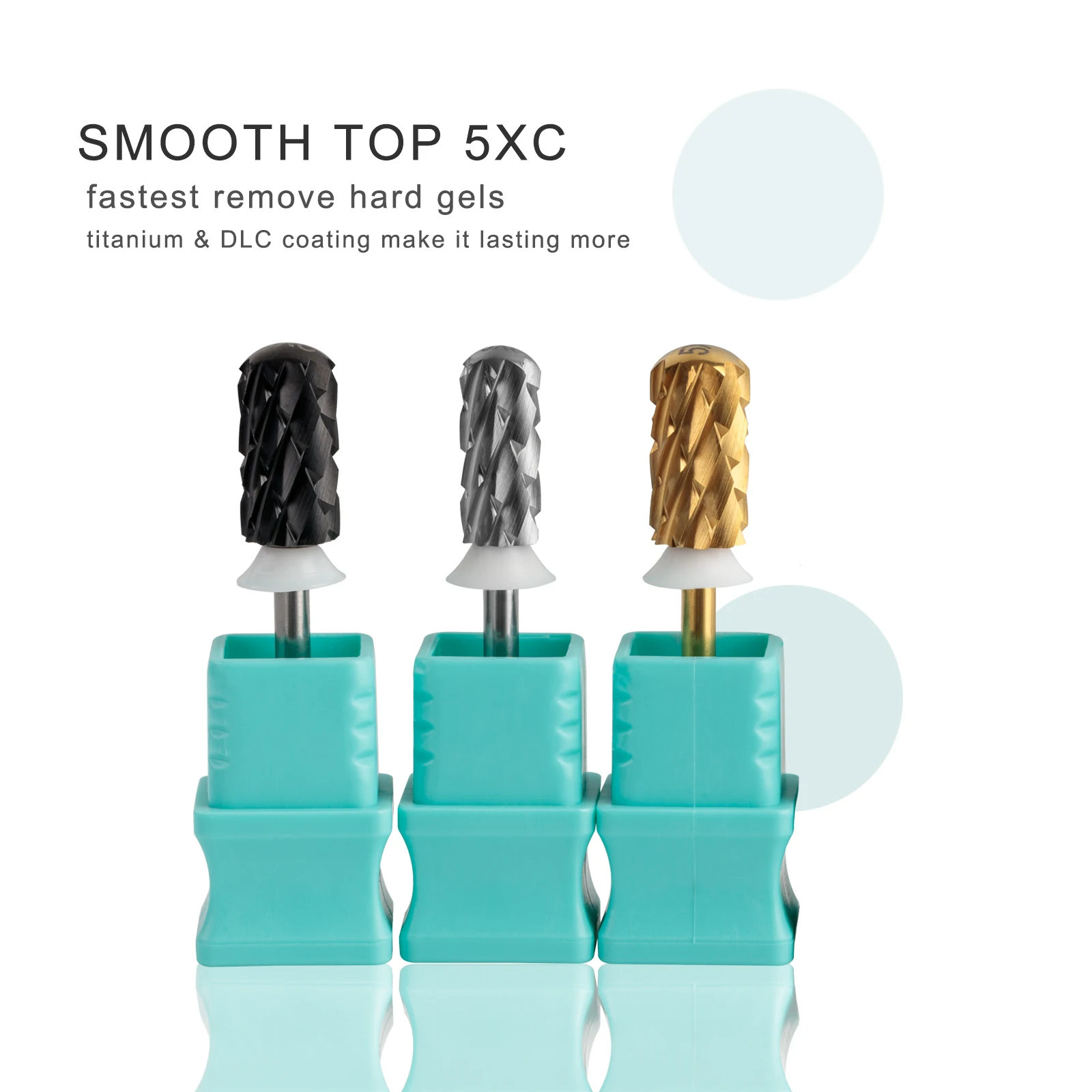 HYTOOS-Barril Carbide Nail Drill Bits, Segurança Grande Rodada Manicure Bit, 3/32 Shank para Righties, Acessórios Brocas Elétricas, 5XC