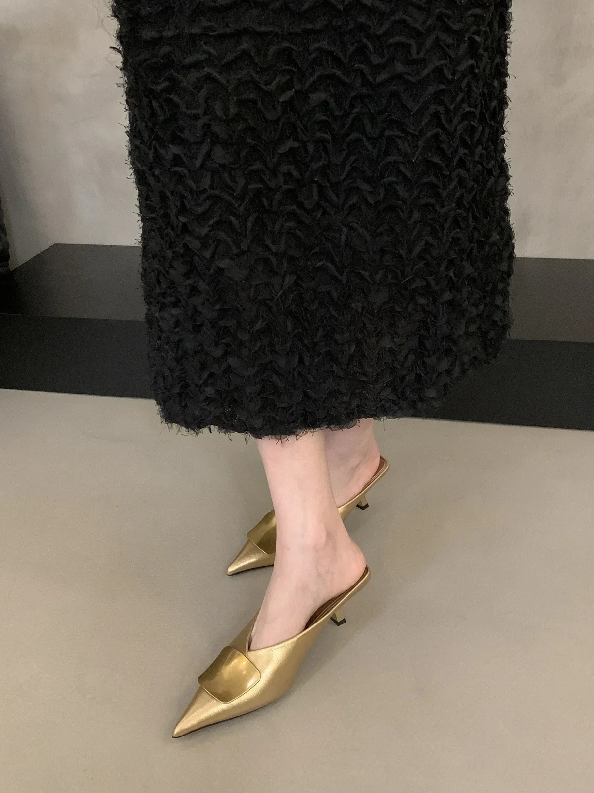 2026 Designer Spitze Damen-Mules Sexy Dünne Hohe Absätze Stripper-Schuhe Frühling Herbst Schlichte Damenschuhe – Detail 5