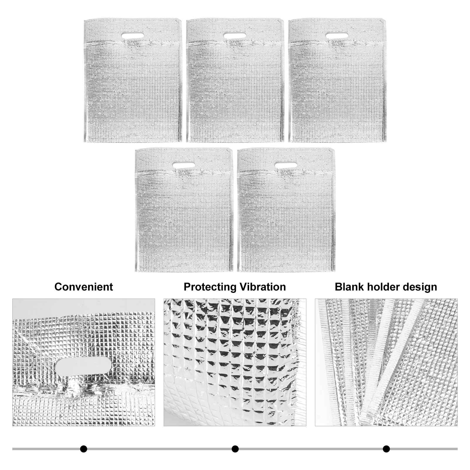 

5Pcs Heat Preservation Bag Thickened Food Storage Pouch Insulation Lunch Pouch Retains Warmth Freshness Portable Home Cafe Use