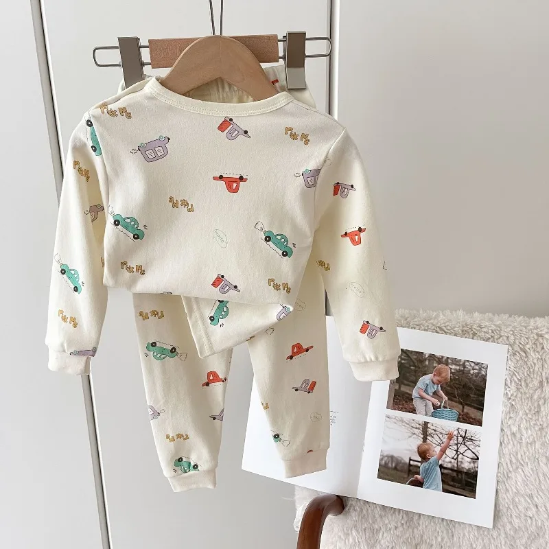 2026 Autumn New Children Home Clothes Set Boys Girls Long-sleeved Pajamas Section Kids Clothing Baby Clohtes 80-150