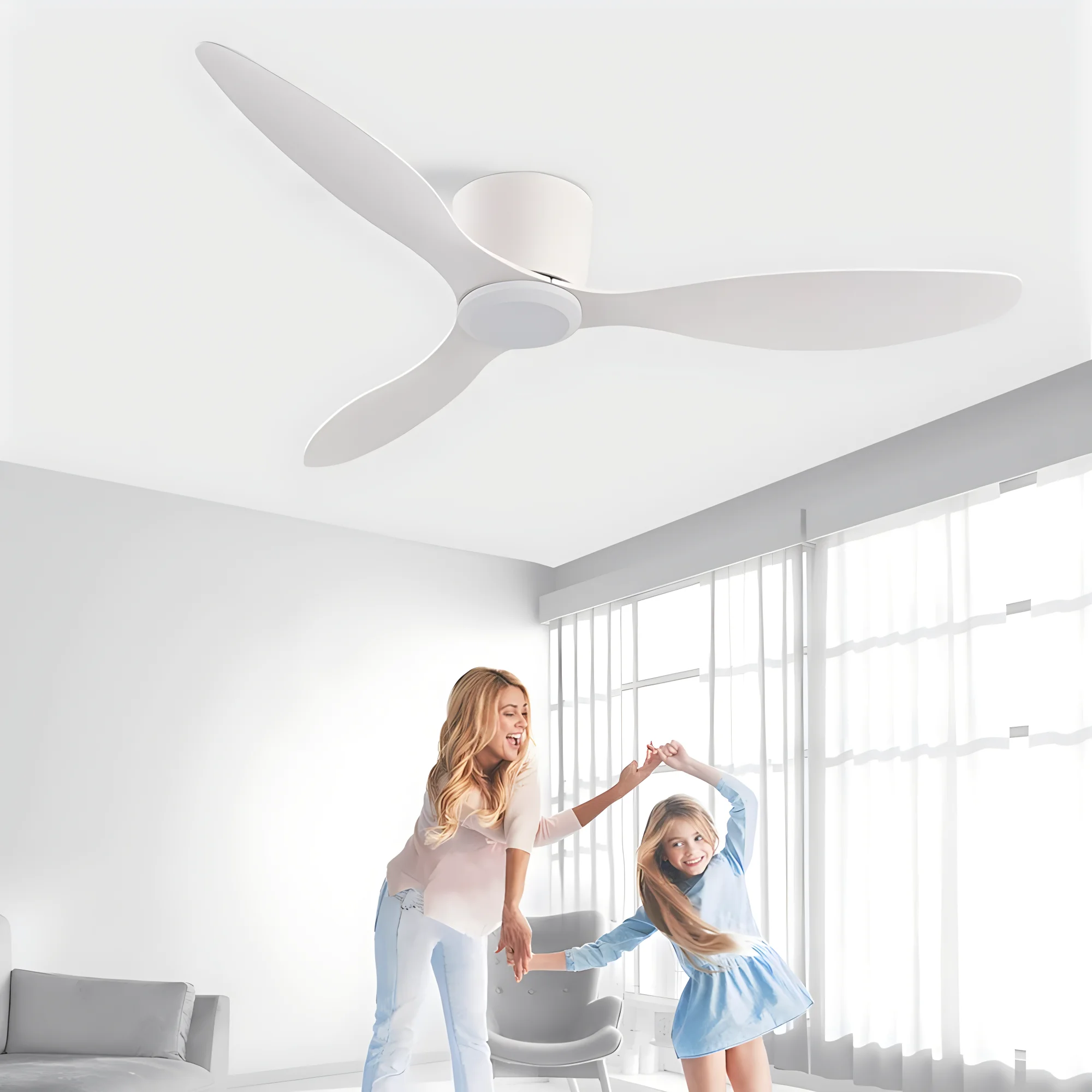 مروحة سقف جيلينا مروحة كهربائية حديثة 6 سرعات للتحكم عن بعد للمطبخ وغرفة النوم وغرفة الطعام ومروحة تبريد منزلية ذكية