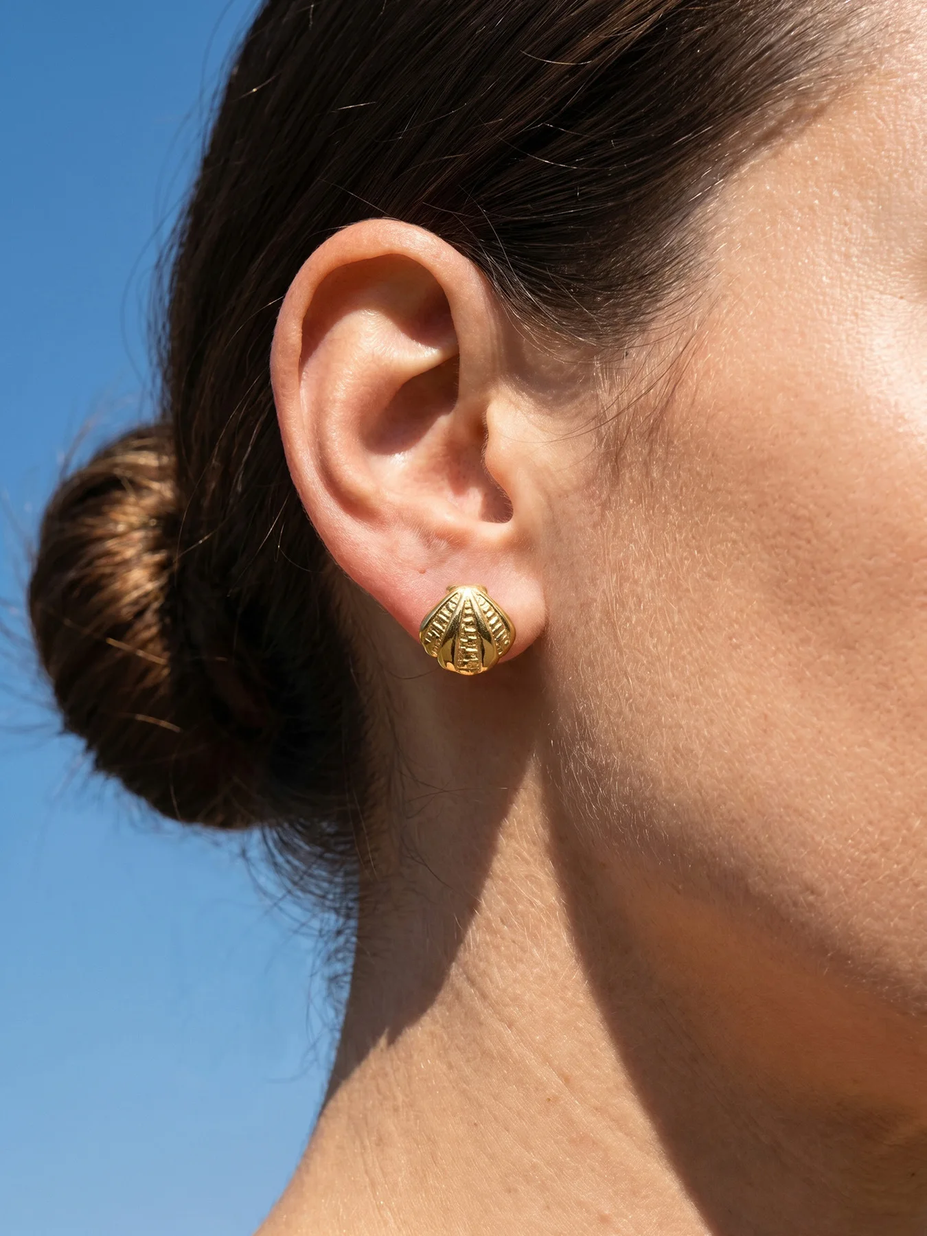 Fächerförmige Muschel-Ohrringe für Damen 316L Edelstahl 18K Vergoldet Französischer Stil Wasserfest Nicht Verblassende Ohrstecker Schmuck – Detail 5