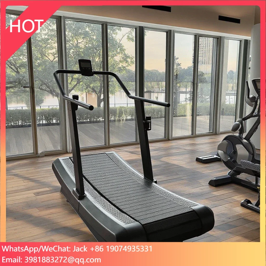 

Commercial Gym Treadmill With Curved Tread LCD Display And Electric Mechanical Driving For Walking Cardio Exercise