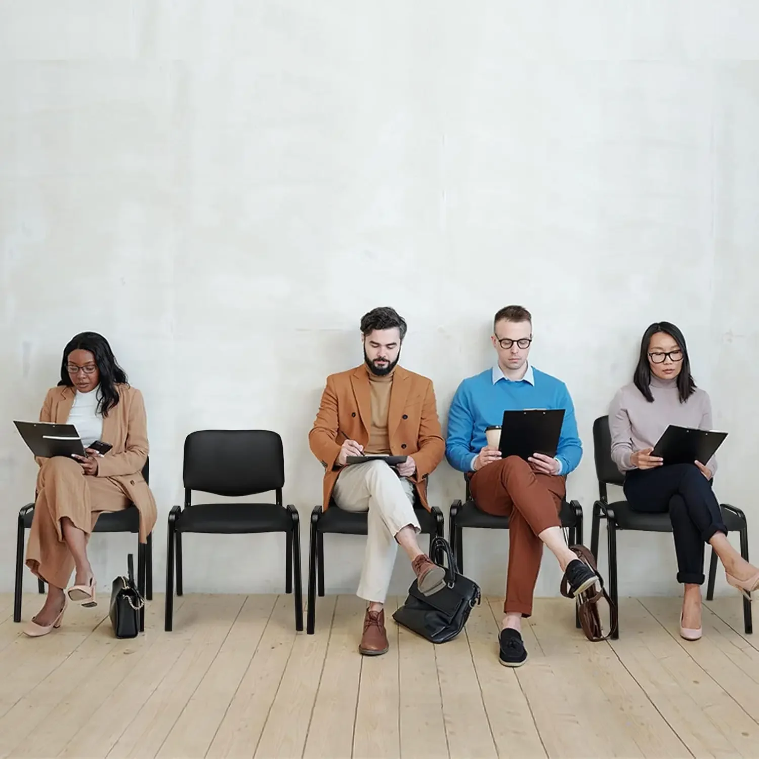 Krzesła do poczekalni, 10-pak PU Krzesła kościelne Sala konferencyjna Możliwość układania w stosy, sala konferencyjna, holu biurowego, prosta i oszczędność miejsca