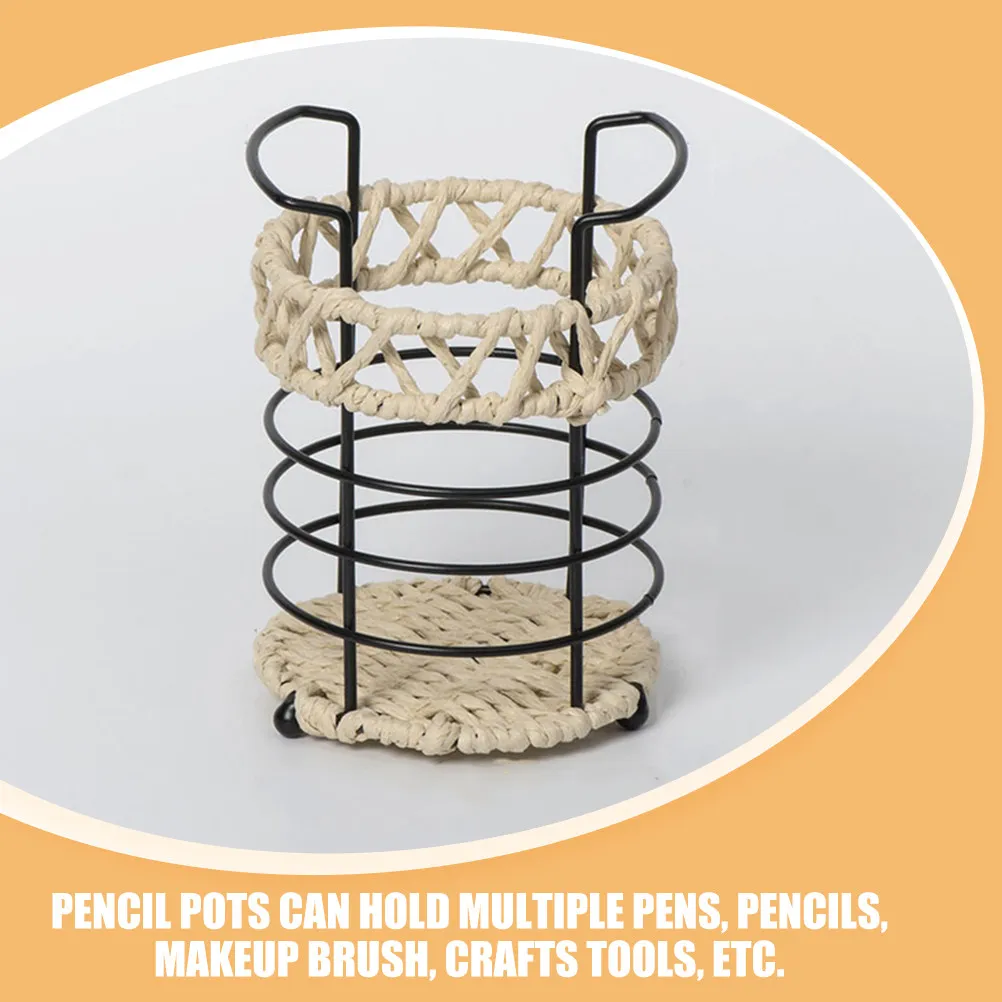 Sturdy Woven Pen Container Desktop Pencil Holder Multi- Desk Organizer for Pens Pencils Makeup Brushes Crafts