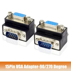 15Pin VGA Adapter 90 Degree Right Angle Elbow VGA Male to Female Plug Industrial 270 Degree 15 Pin Connector for Computer