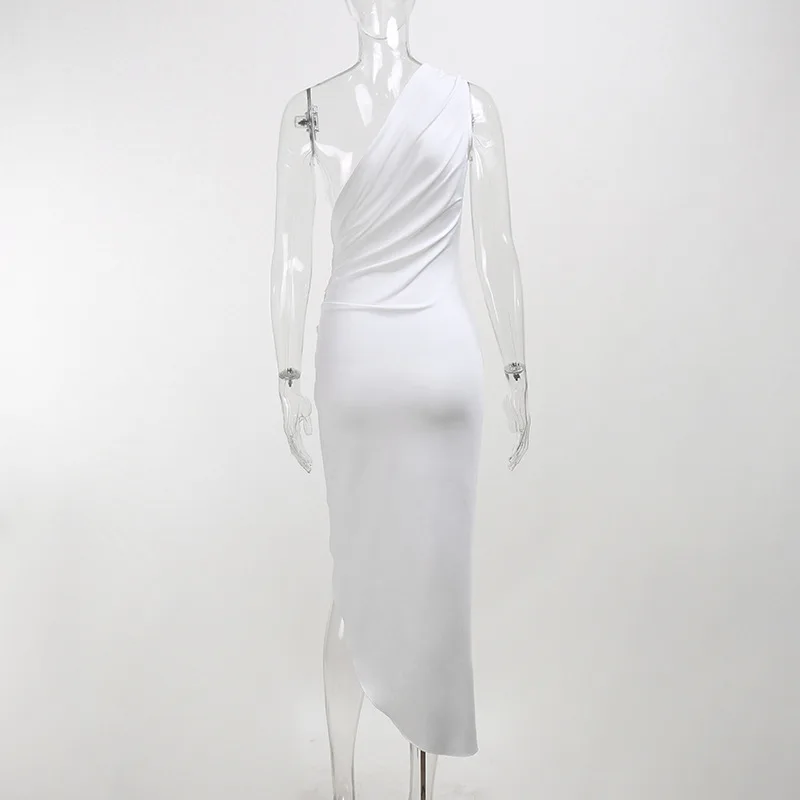 Melphieer 2025 jedno ramię asymetryczna czarna biała sukienka plażowa Midi okrycie plażowe kobieta stroje kąpielowe bikini tunika kostiumy kąpielowe strój