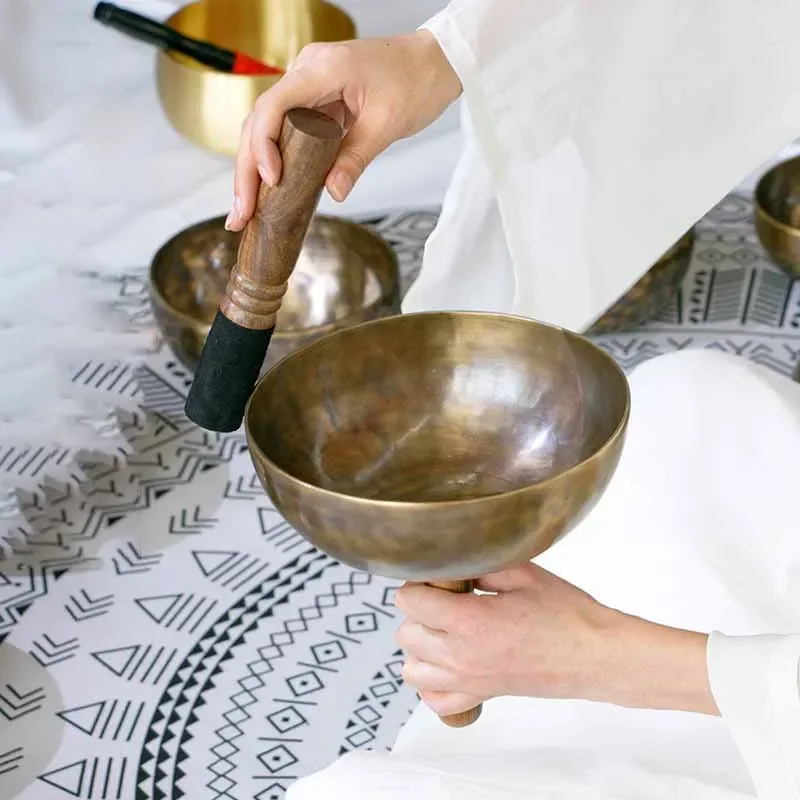 

Meditation Yoga Tibetan Buddhist Singing Bowls Sound Healing Therapy Instrument Nepal Handmade Singing Bowl Hand-held Detachable