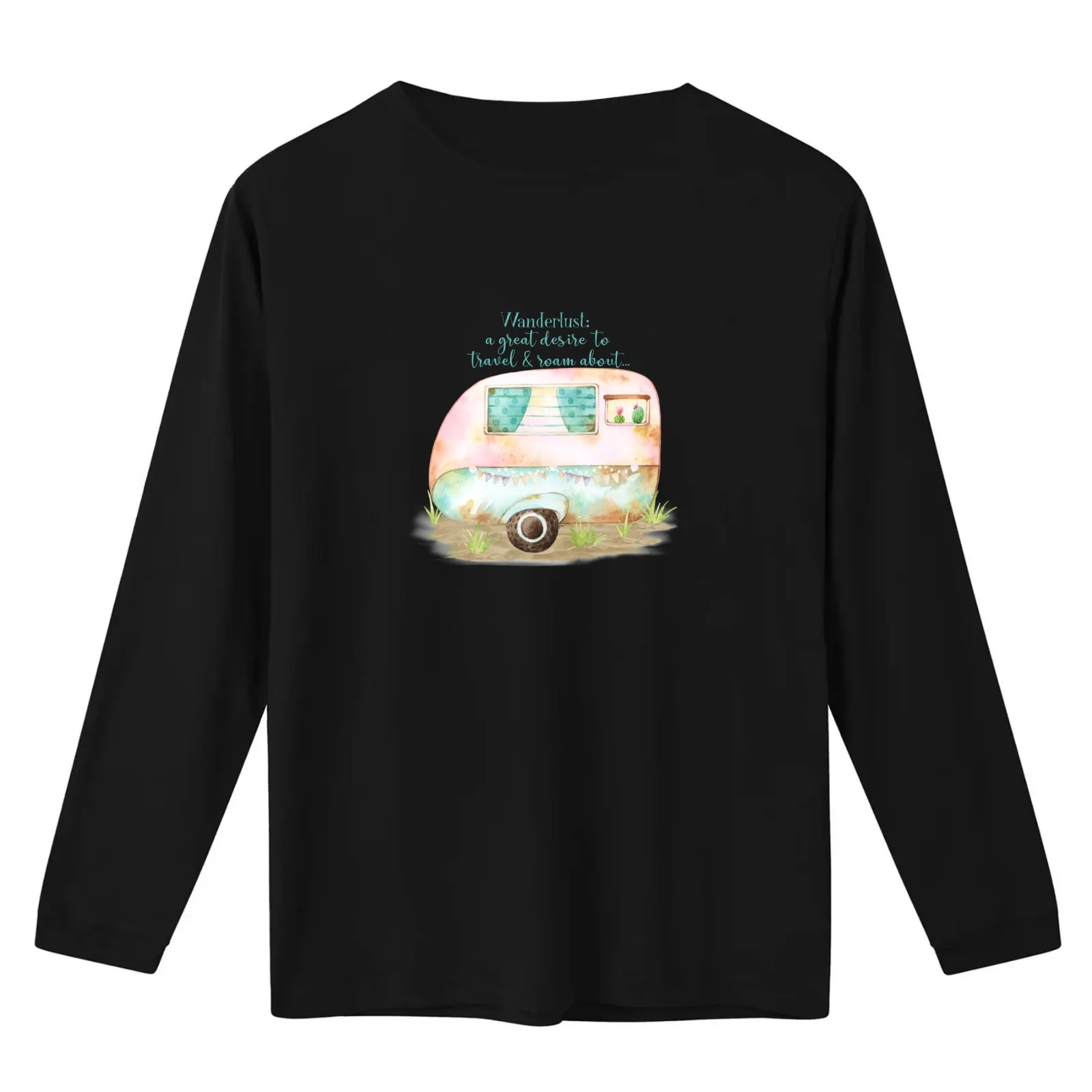 Watercolor Retro Vintage Caravan Scene - for the wanderlust road trip enthusiast who loves to glamp. T-Shirt Unisex Men Women