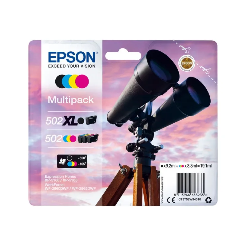 Epson 502XL/502 Pack of 4 original ink cartridges-C13T02W94010 C13T02W94010 tintasycartuchos.com