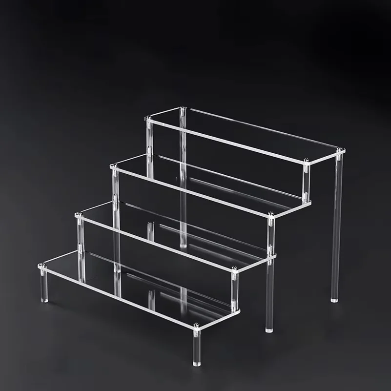 1-5 Tier Acrylic Display Risers Clear Shelf Doll Clay Figurine Display Stand for Desserts Perfume Organizer Showcase W-10