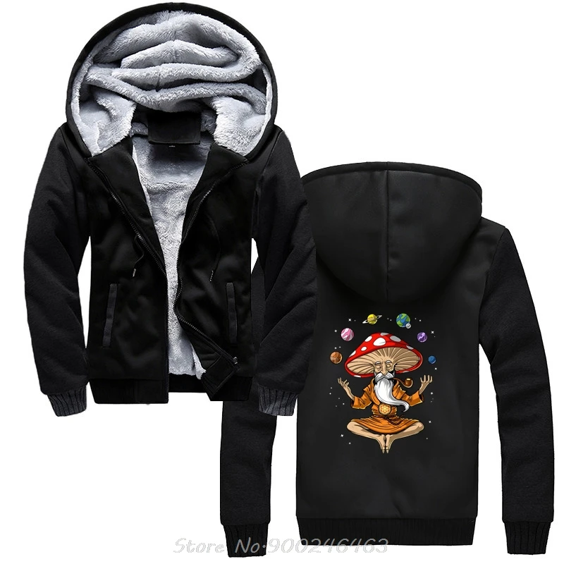 Magic Mushroom Buddha Streetwear Funny Black Clothing Mens Hoodie Hippie Shrooms Psychedelic Magic Mushrooms Hoody Funny Coats