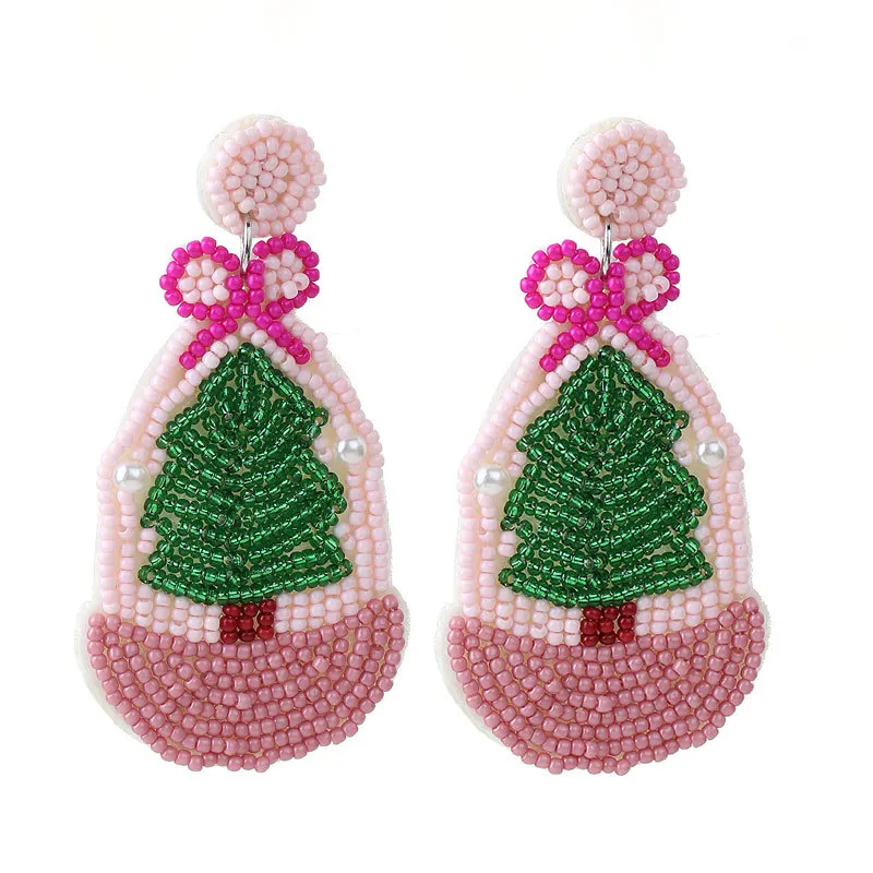 Bohemian Beaded Statement Drop Earrings Pine&Bow Xmas Dangle Earrings for Women Payty Wedding Jewelry