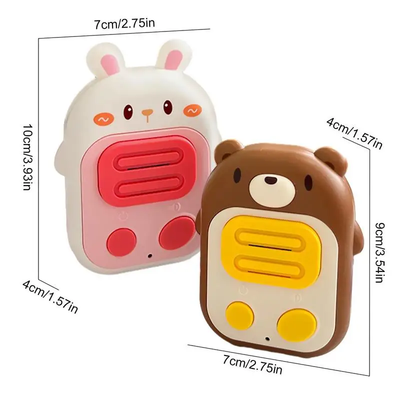 Talkie-walkie sans fil pour enfants, 2 pièces, fonctionne à piles, jouet en forme de lapin et d'ours, Interaction Parent-enfant