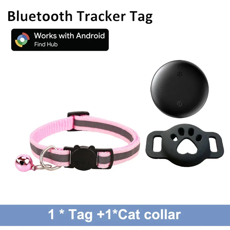 Bluetooth GPS-Tracker Kompatibel mit Google Find My (Nur Android) Wasserdichter Intelligenter Tracker-Tag mit Verstellbarem Halsband für Katzen, Haustiere