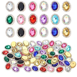 20pcs Oval Shape Sunflower Sew On Rhinestones Metal Gold Claw Base Acrylic Rhinestones Beads DIY Garment Decoration Accessories