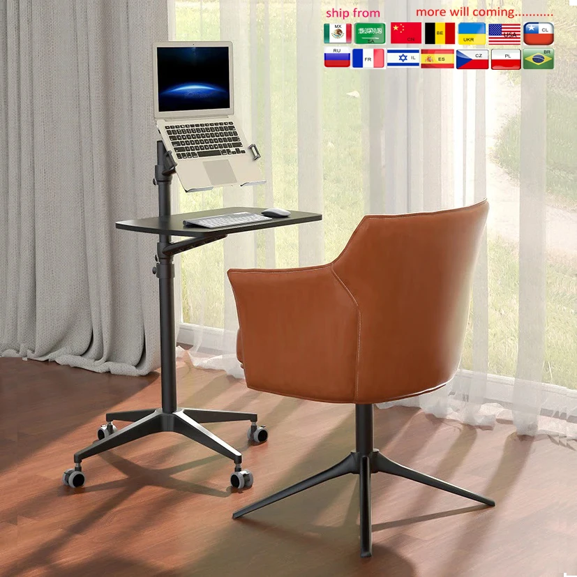 UT-2 Ergonomic Full Motion 2in1 Laptop Floor Stand Monitor Keyboard Support Height Adjust Moving Notebook Desk Home Office