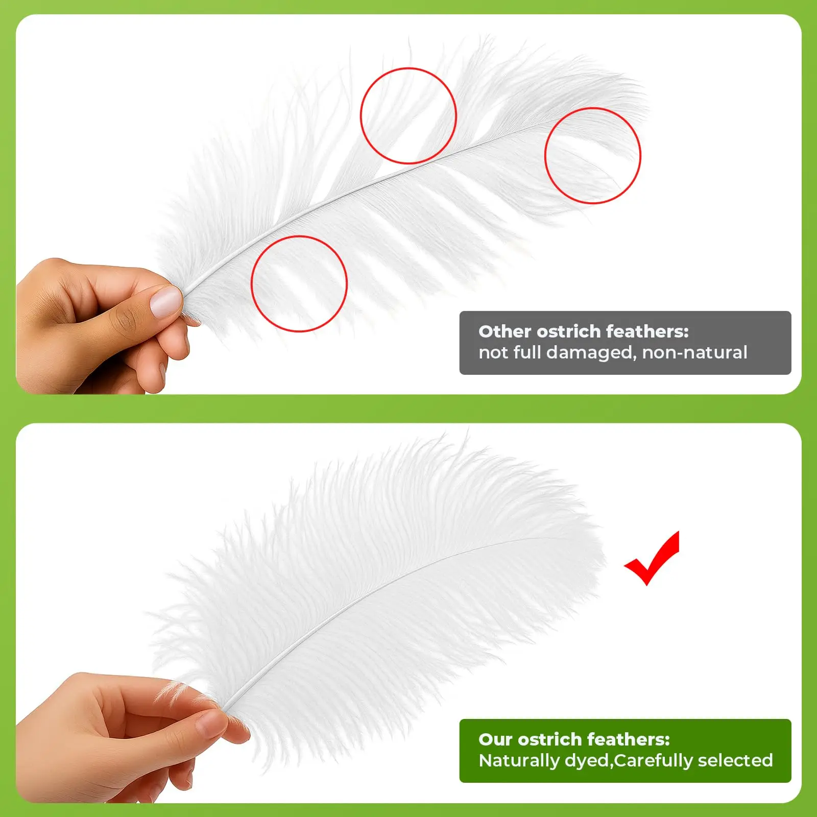 ขนนกกระจอกเทศสีขาวธรรมชาติ 25-30 ซม.ขนนกสำหรับงานฝีมือ DIY เครื่องประดับทำงานแต่งงานตกแต่งบ้าน