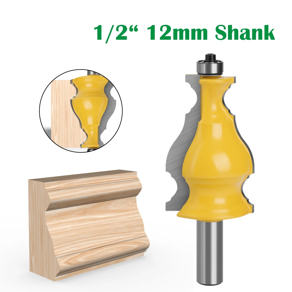 

1PC 1/2" 12.7MM 12MM Shank Milling Cutter Wood Carving Large Picture Frame Molding Router Bit Line Woodworking Milling Cutter