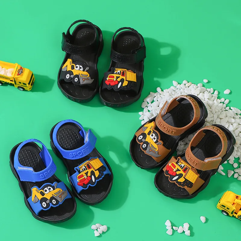 Summer Boy Shoes Kid Sandals Antiskid Baby Flat Bottom Cartoon Cute Toddler Shoes Children Outdoor Cycling Casual Sports Sandals