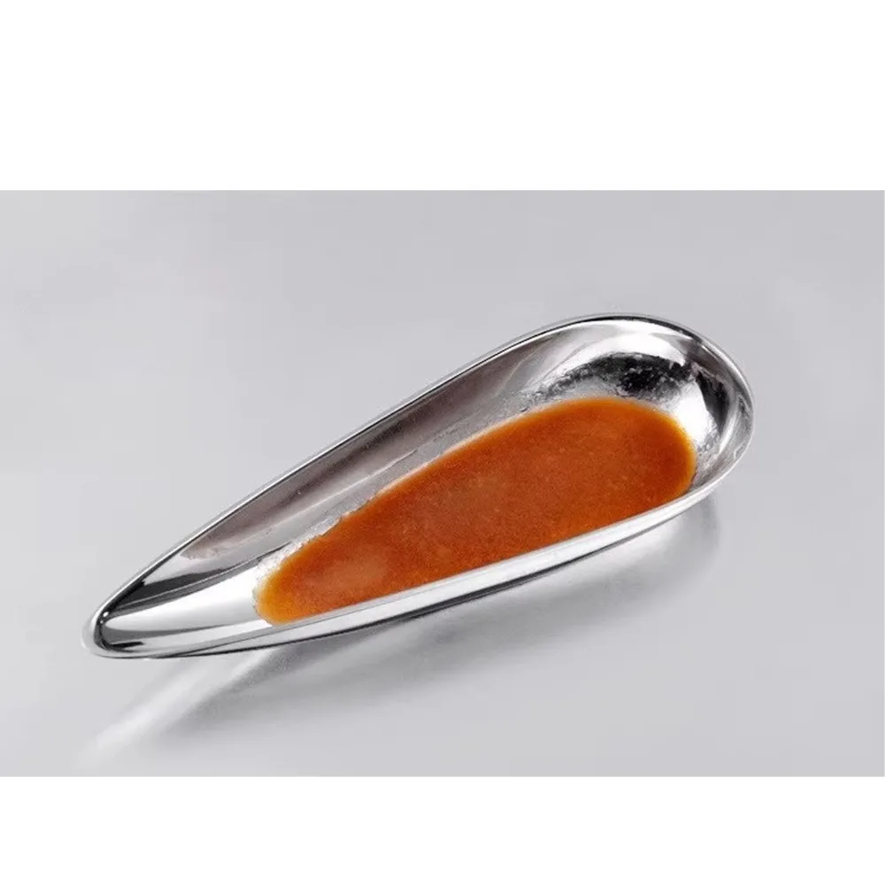 Rustless Steel Sauce Dish Raised Surround Irregular Dipping Tray Thickened Anti-deform Mirror Polished Condiment Plate Hot Pot