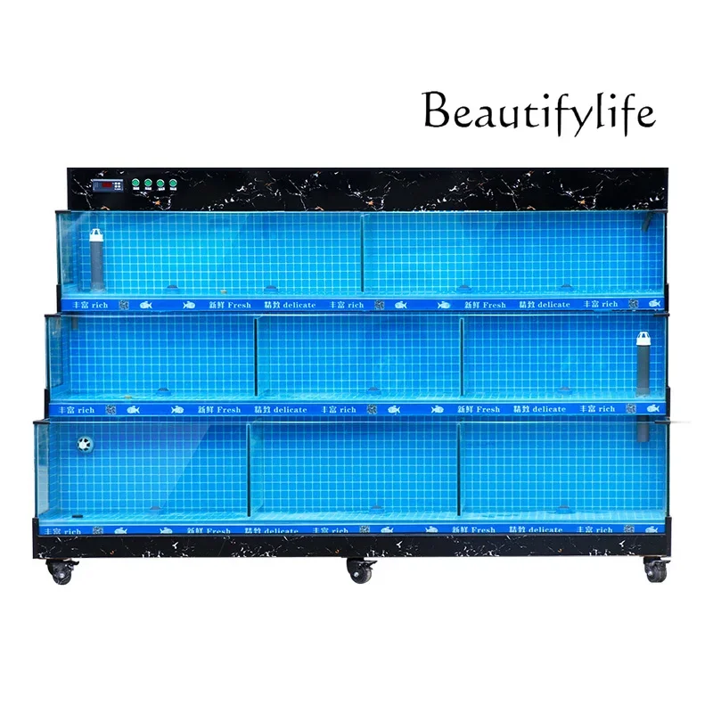 Xx Customized Seafood Pool Refrigerator Integrated Fresh Supermarket Commercial Shellfish Seafood Fish Pool Glass Fish Tank