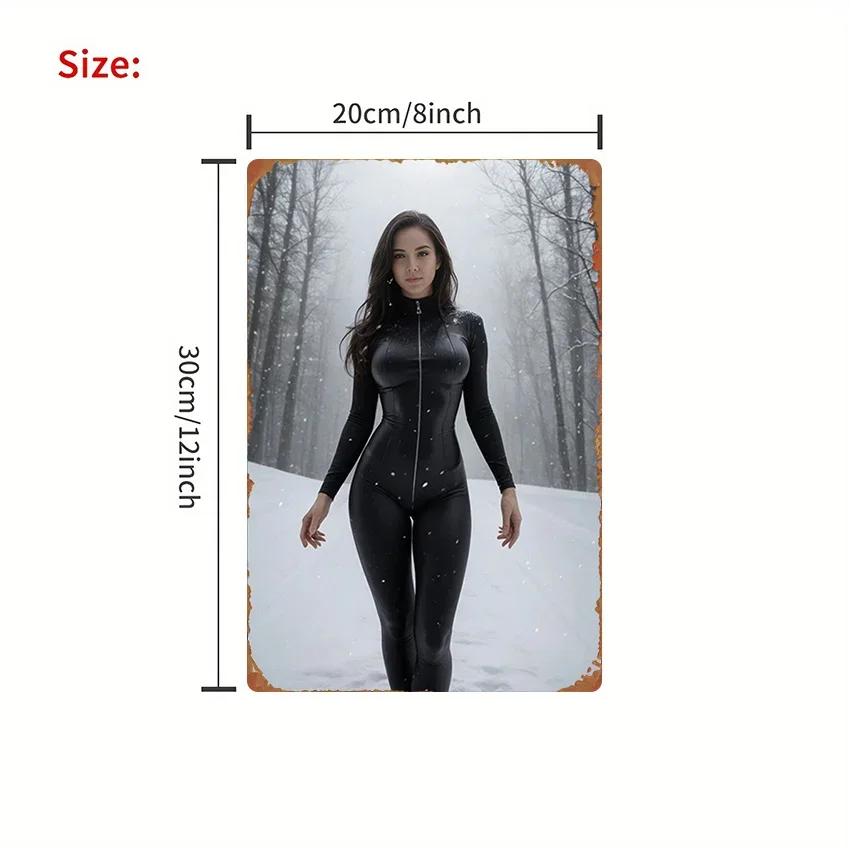 1pc Winter Forest Snow Scene Figure Full Body Bodysuit Sign, Suitable for Room Decor, Home, Garage, Bar, Garden Bar, Birthday Gi