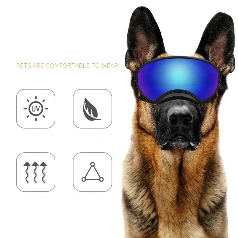 Gafas de sol con protección UV para perros, gafas de esquí con correa ajustable para viajes